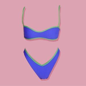 Mott 50 Amethyst Purple Blue Matcha Green Lined Bikini Swim Cheeky Ruched V cut